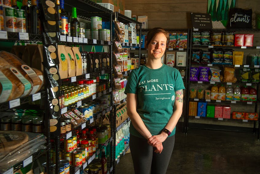 Jessie Doyle, co-owner of Springhouse, poses for a photo inside her store on Gottingen Street in Halifax on Monday, March 1, 2021. Springhouse has transitioned from a full-service restaurant to a plant-based market.
Ryan Taplin - The Chronicle Herald