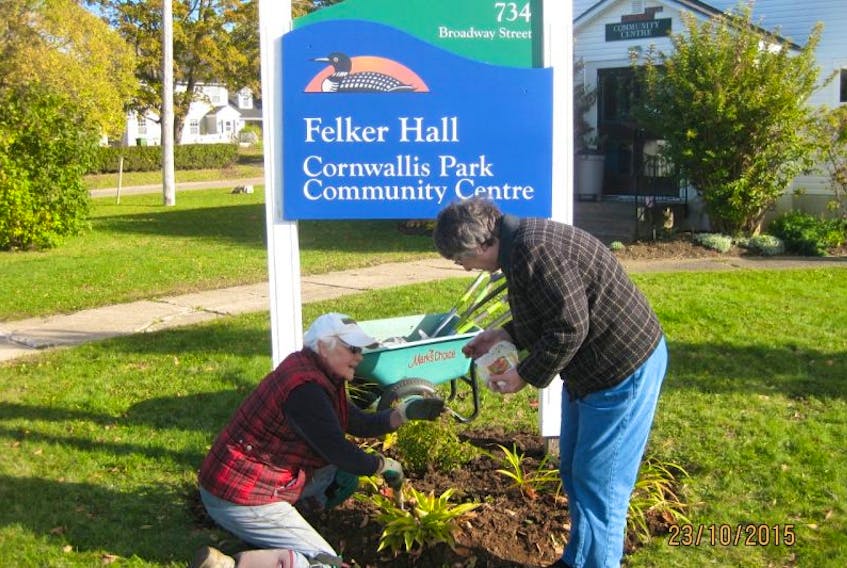 Elizabeth McMichael, general manager of the Cornwallis Community Gardens, and Marty Felker,  director of the community centre at Felker Hall.