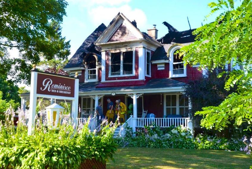 An early morning fire gutted the Reminisce Bed & Breakfast at 81 South Street in Bridgetown today. Firefighters arrived at the scene shortly after 3:30 a.m. and were still on the scene at 10:30 a.m. looking for hotspots.