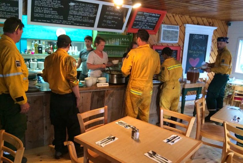 The Wilder Restaurant along Highway 8, near Keji, became a sanctuary of sorts for the firefighters battling blazes in Maitland Bridge and Seven Mile Lake.
