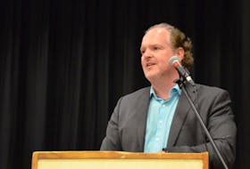 ['Annapolis County Warden Timothy Habinski spoke during the BRHS farewell. He praised BRHS during the school’s farewell gathering June 10.']