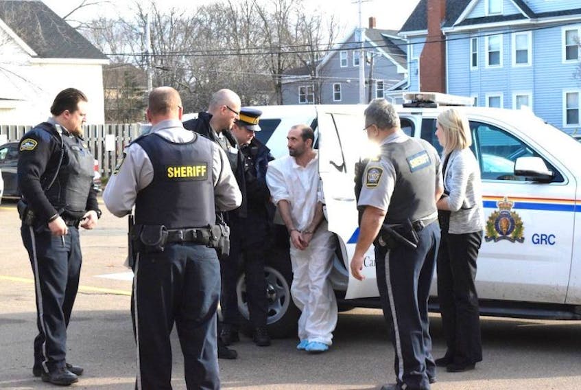 Escaped convict Marc Pellerin is seen being taken into court at the Truro Justic Centre on Dec. 8 after being recaptured following three days on the lam.
