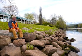 Murray Freeman sits on the rocks beside the Annapolis River at Jubilee Park in Bridgetown. He and other local residents spearheaded plans to building a floating dock along the river at the park. Bridgetown was a shipbuilding town with numerous vessels built a stone’s throw from where Freeman is sitting. Annapolis County is on board with the project and the 82-foot dock could be install by August or September.