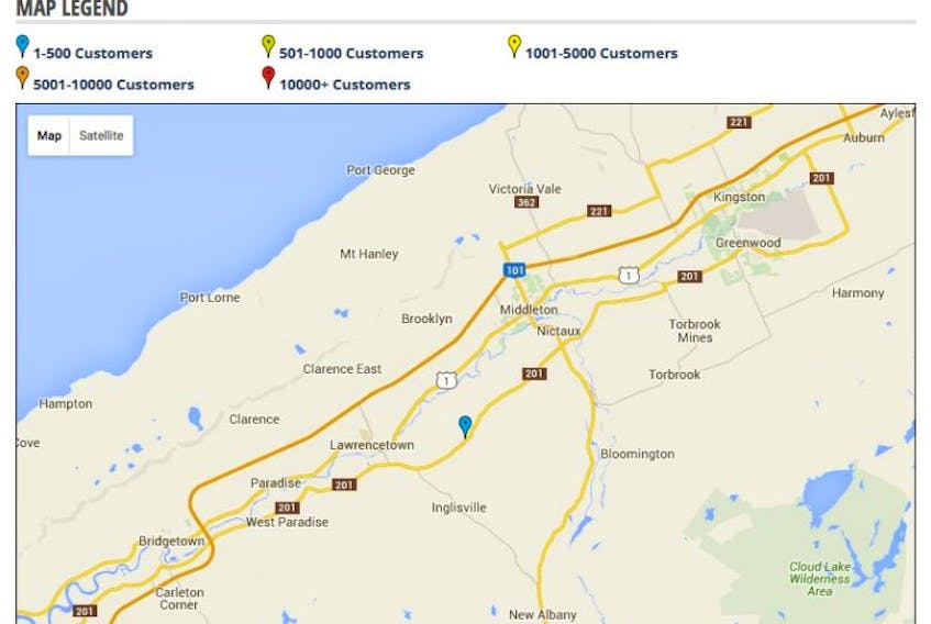 NSP customers in Annapolis County are without power.