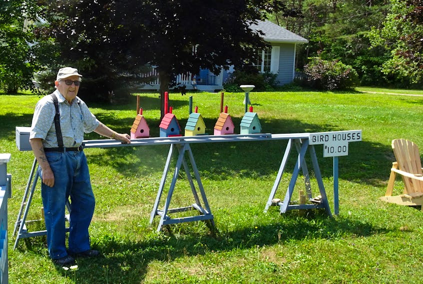 Ninety-three-year-old John Critchell — who lives in Martin’s River, Mahone Bay, N.S, but grew up in Ramea on the south coast of Newfoundland — makes up to 300 birdhouses a year as part of his love of woodworking. He attributes his long life to hard work. — CONTRIBUTED