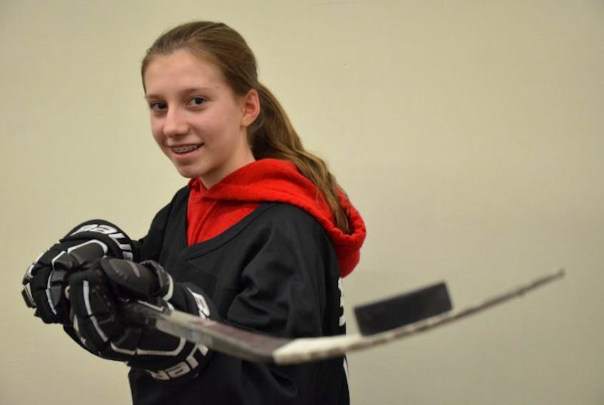 Ava Benedict, a 12-year-old Falmouth resident, will be heading to Italy to play for an elite East Coast Selects hockey team in May.