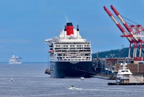 The cruise ship, Queen Mary 2, is seen at it’s berth in Halifax Tuesday July 2, 2019.  A ban on cruise ships has been extended unit the fall.
TIM KROCHAK/ The Chronicle Herald