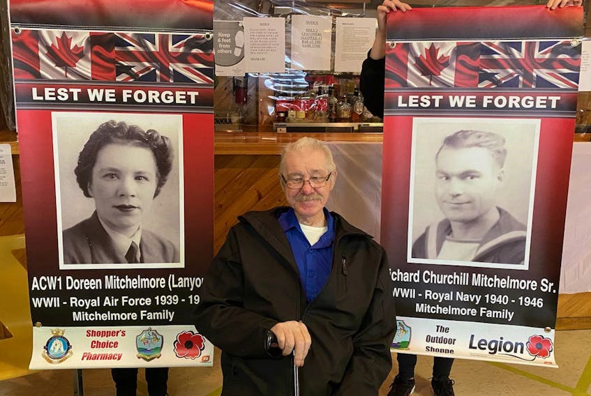 Richard Mitchelmore Jr. attended the unveiling of two banners featuring his parents, Richard Sr. and Doreen. Richard Sr. served in the British Royal Navy from 1940-46, while Doreen served in the British Royal Air Force from 1939-42. CONTRIBUTED