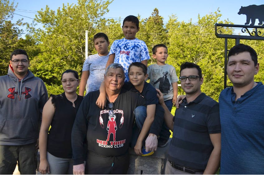 Barry Paul Bernard, centre, and family members. Left, daughter, Candace, son Hunter, right, sons Barrie and Keenan and back, grandsons, Dom, Jozef, Reece and Ryker. CONTRIBUTED