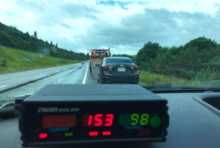 The RCMP stopped this vehicle after a radar reading put its speed at 153 km/h near the Humber Valley Resort on Tuesday.