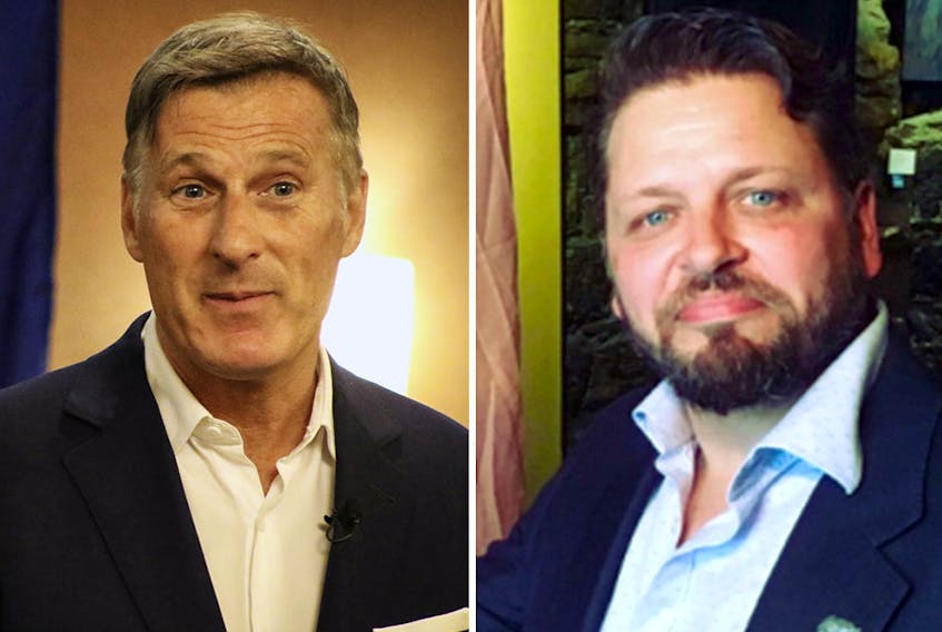 A composite photo with the PPC's Maxime Bernier on the left and the Rhino Party's Maxime Bernier on the right.