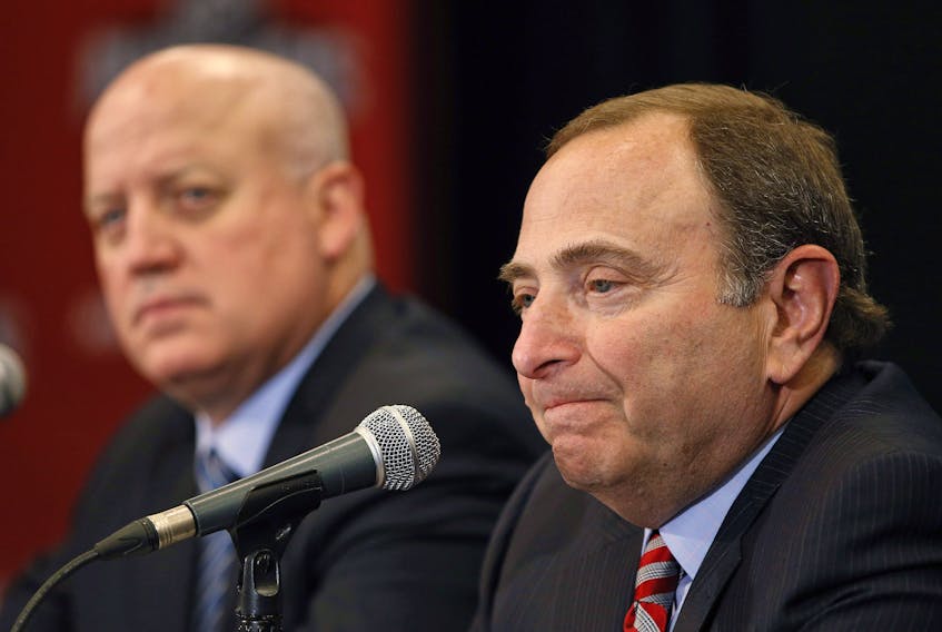  NHL commissioner Gary Bettman (right) and deputy commissioner Bill Daly have been providing the league governors with a bi-weekly update on league issues and the latest from the medical experts they’ve been working with regarding COVID-19.
