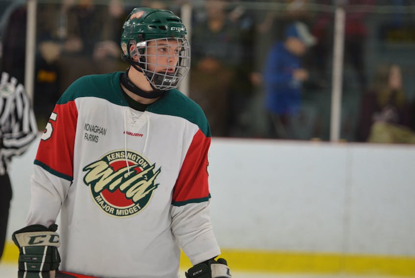 Zach Biggar of Portage is in his first season with the Kensington Wild of the New Brunswick/P.E.I. Major Midget Hockey League.