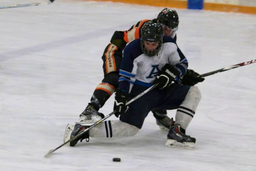 <p>The Avon View Avalanche and Sackville Kingfishers played to a 5-5 tie Nov. 10 to open the 25th annual Birthplace of Hockey High School Tournament.</p>
<p>&nbsp;</p>