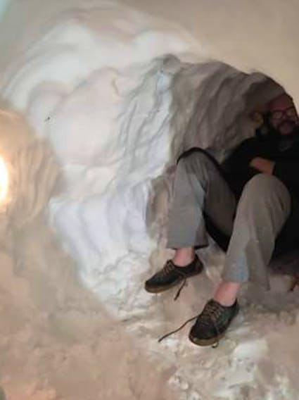 Mark Pardy in the wall of snow outside his St. John's apartment door. CONTRIBUTED
