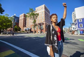 Aaliyah Paris had been organizing and lobbying for a Black Lives Matter street mural in Halifax since June. She is seen on Spring Garden Road at South Park Street in Halifax, Wednesday, June 24, 2020.