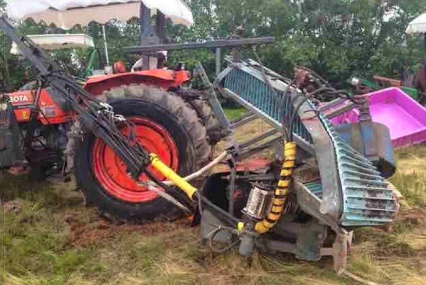 This picture shows some of the damage that happened to equipment owned by Mount Stewart grower Terence MacDonald