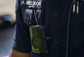 A body camera is seen on an Atlanta Police Department officer on June 18, 2020.
