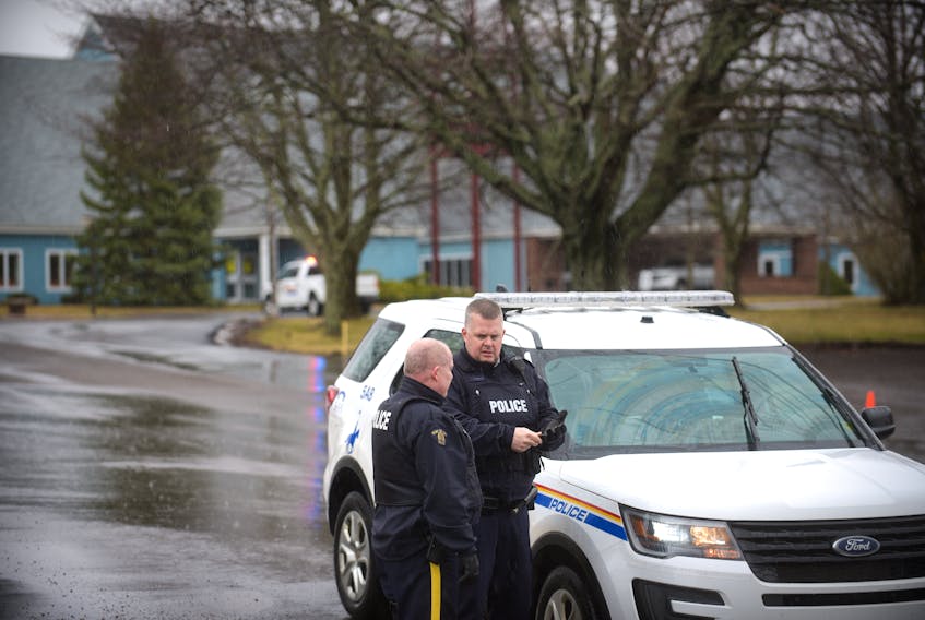 RCMP block the entrance to Our Lady of the Assumption Catholic Parish Church in Stratford on Tuesday, April 23, 2019.