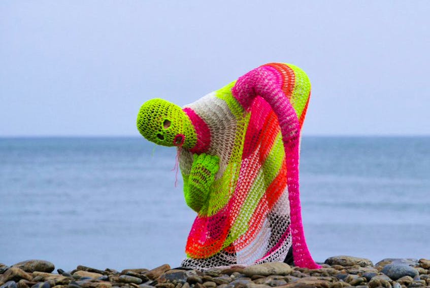 Omar Badrin’s, In my skin, from the 2017 Bonavista Biennale featured dancer Sarah Joy Stoker wearing one of Badrin’s crocheted pieces. Contributed
