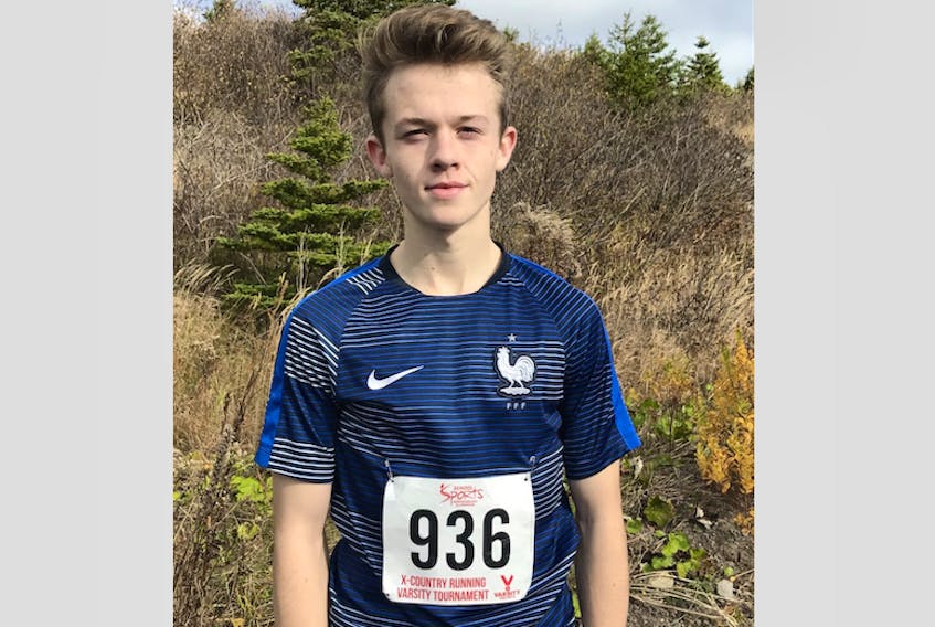 Cabhan O’Keefe at the cross-country provincials in Marystown on Nov. 2.