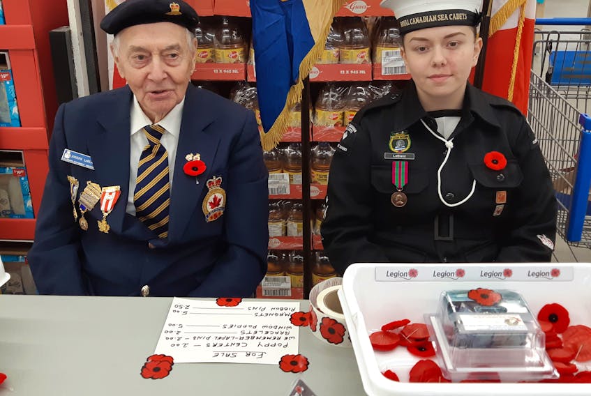 Joseph Leblanc and his granddaughter Reta Leblanc sold poppies together during Remembrance Week 2019. CONTRIBUTED