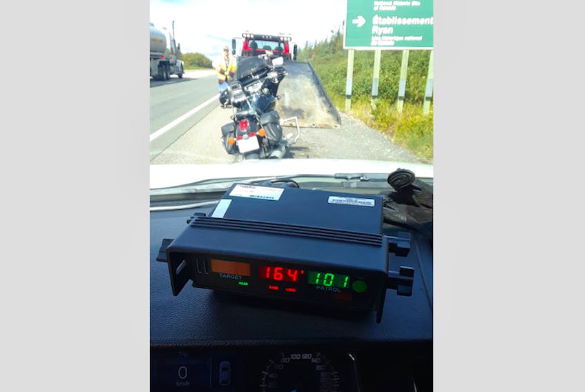 An RCMP photo posted on social media of its excessive speeding stop on Wednesday, Oct. 2. FACEBOOK