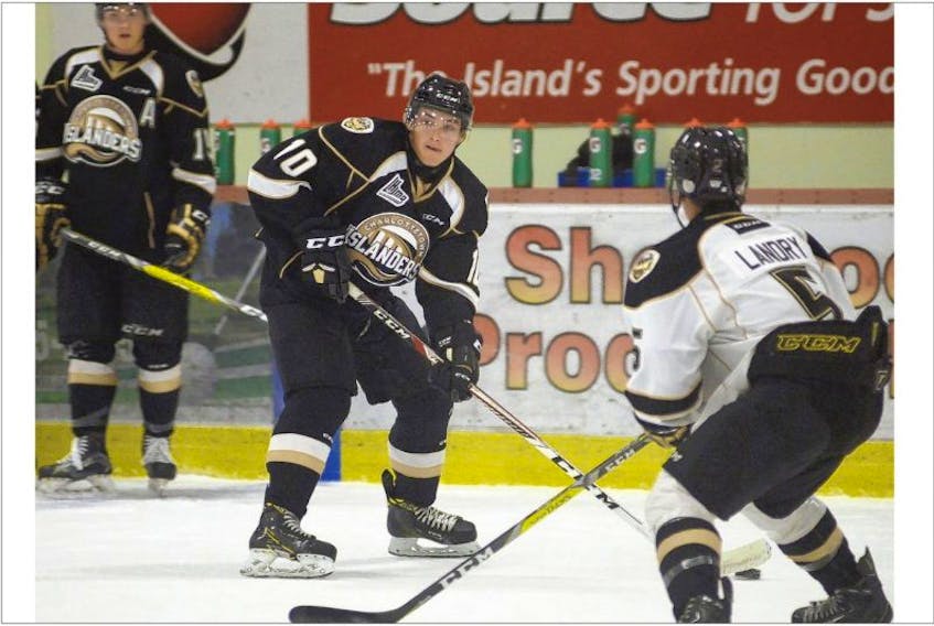 Brett Budgell (10) participated in the rookie training camp of the Quebec Major Junior Hockey League’s Charlottetown Islanders earlier this month, but the 16-year-old from St. John’s  — who was the Islanders’ top pick in the QMJHL draft in June — has informed the team he will not play for them this season as he looks to retain his NCAA eligibility.
