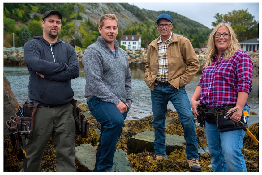 The crew at Newfound Builders in Brigus are the subject of a new HGTV Canada series called "Rock Solid Builds." Pictured are (from left) Paul Earle, Randy Spracklin, Scott Spracklin and Nikki Spracklin. Photo courtesy HGTV Canada 