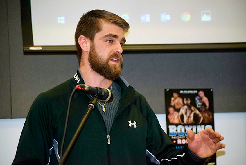 Brody Blair at a March 19 press conference at the Pictou County Wellness Centre.