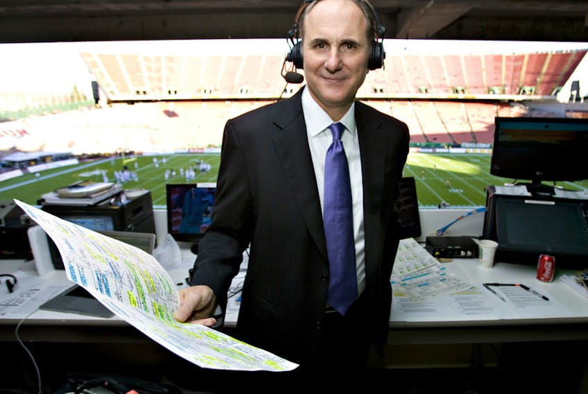 TSN broadcaster Chris Cuthbert at Commonwealth Stadium on Oct. 30, 2010. Cuthbert has joined Sportsnet and will call NHL games when the league returns from the COVID-19 lockdown. 