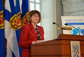 Finance Minister Diana Whalen delivers the provincial budget at the Nova Scotia Legislature on April 9.
