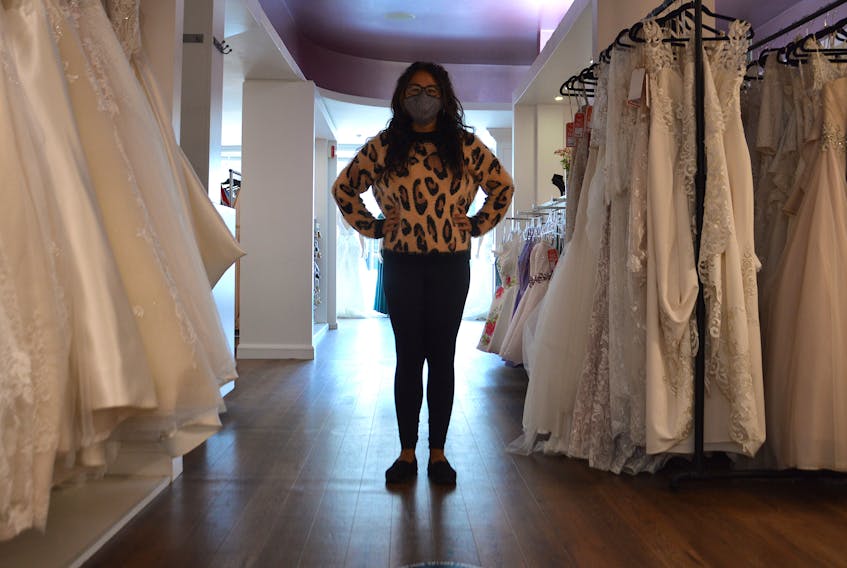 Brittany Woodworth, owner of Timeless Moments dress shop, has discovered a by appointment only concept as a successful one in a COVID-19 world. GREG MCNEIL/CAPE BRETON POST