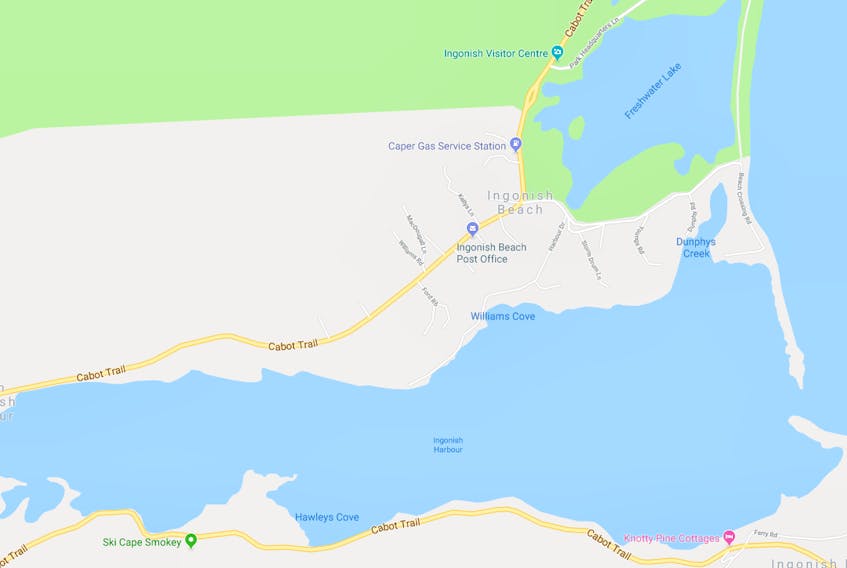 A stretch of the Cabot Trail highway in Ingonish Beach remains closed as RCMP investigates the death of a man struck by a pickup truck. - GOOGLE MAPS