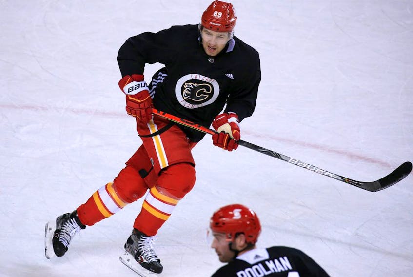 Calgary Flames defenceman Nikita Nesterov takes part in training camp on Monday, Jan. 4, 2021. 

Gavin Young/Postmedia