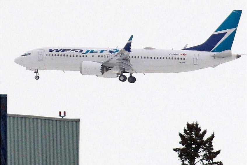  A WestJet Boeing 737 Max 8 jet from Las Vegas lands in Calgary on Tuesday March 12, 2019.