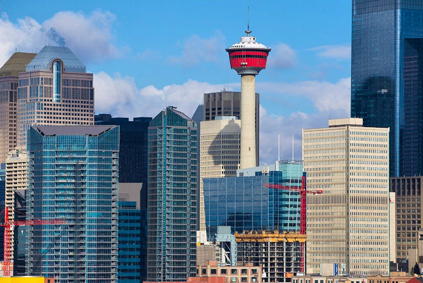 The Calgary skyline was photographed on April 1, 2019.