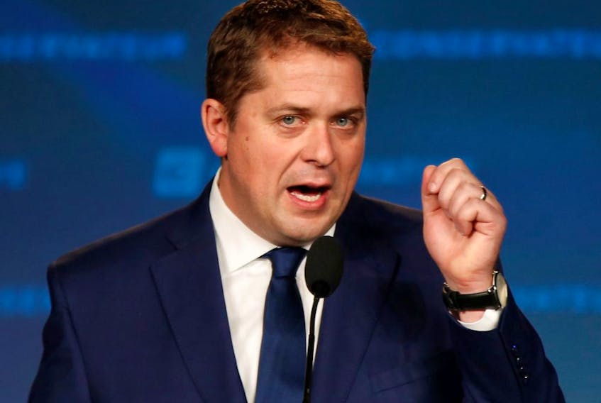 Conservative leader Andrew Scheer addresses supporters after he lost to Justin Trudeau in the federal election, in Regina on Oct. 21, 2019. 