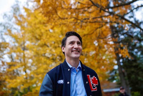 Liberal leader Justin Trudeau attends an election campaign visit to Fredericton, New Brunswick, Canada October 15, 2019. 