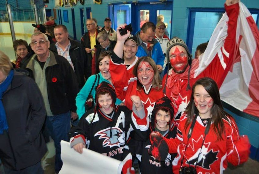 <p>Enthusiastic hockey fans poured into the Digby rink for the Canada East versus Russia exhibition game, Saturday, Nov. 3.</p>