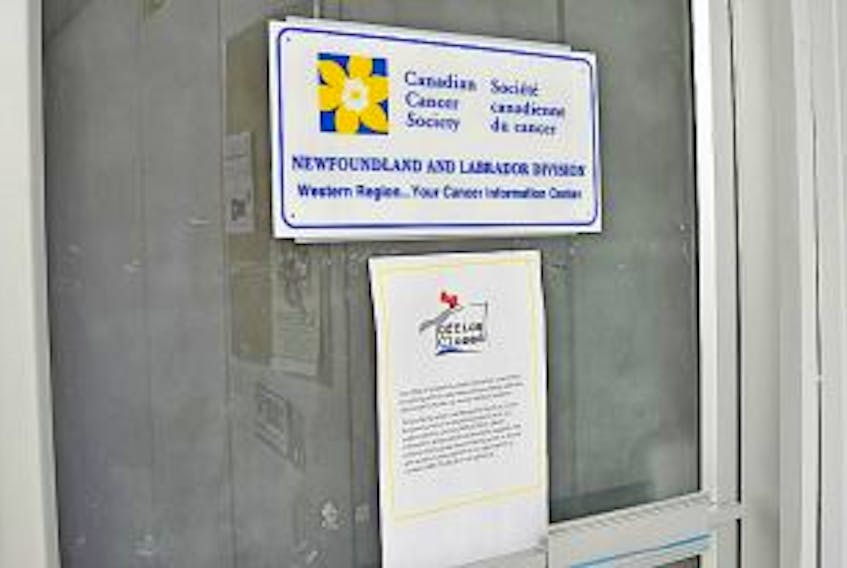 ['<p>Diane Crocker/TC Media</p>\n<p>The Canadian Cancer Society office in the CIBC Building in Corner Brook has been temporarily closed due to a lack of staff.</p>']