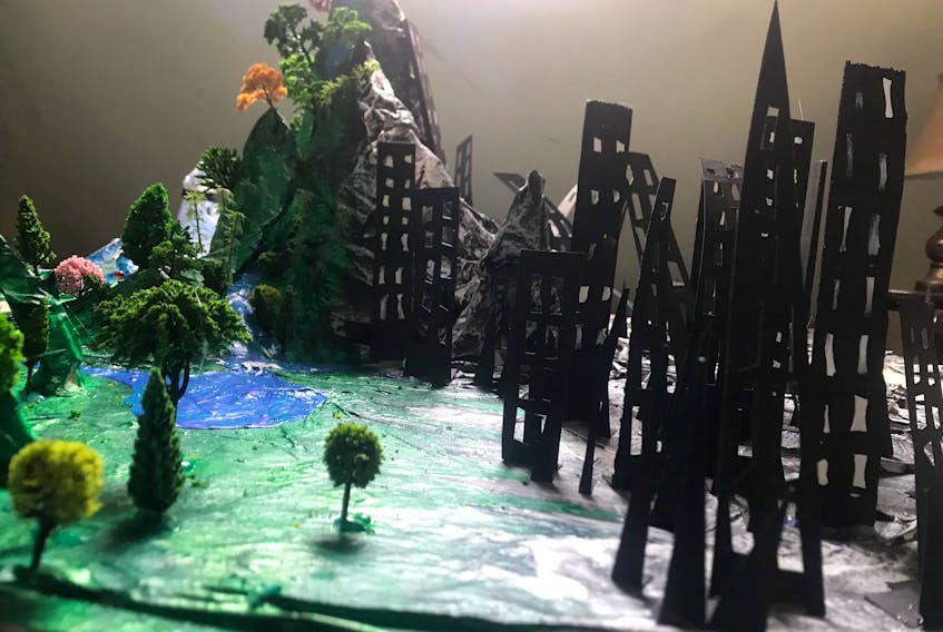 A miniature landscape created by Suzi Oram-Aylward for her project, The Future is Unwritten, which will be filmed in her attic this weekend and broadcast online Monday at 7 p.m. as part of the Lumiere festival. CONTRIBUTED