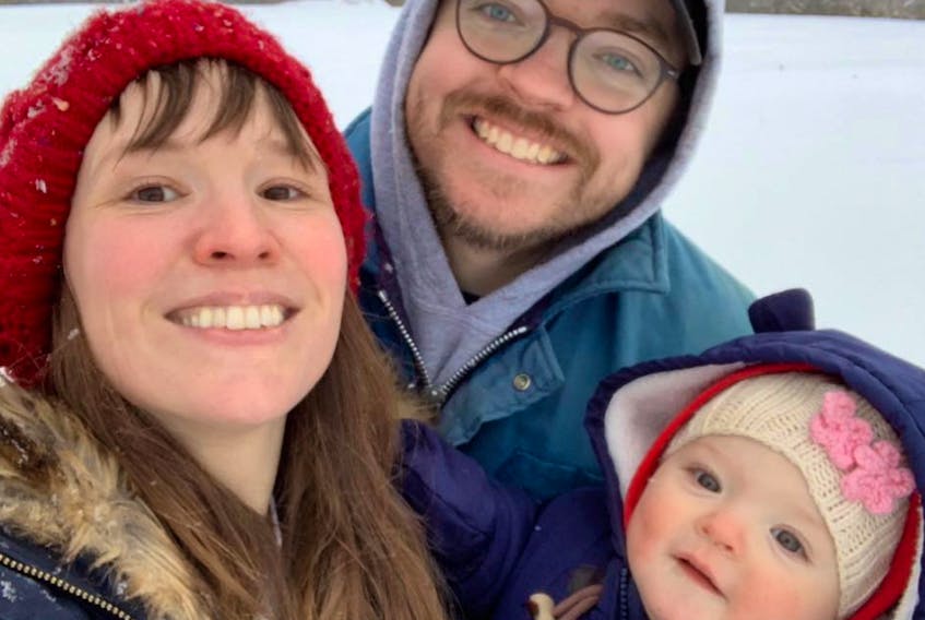 The Beaton family enjoying some outdoor time this past winter. From left, Kate, husband Morgan Murray and one-year-old daughter Mary. CONTRIBUTED