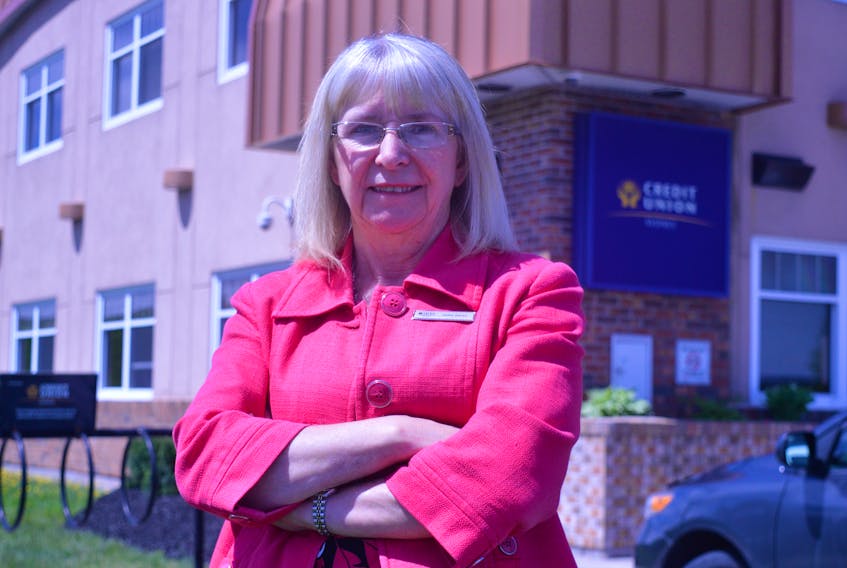 Carol Ripley, chief executive officer of the Sydney Credit Union, at the Sydney River location on Monday. Atlantic Credit Unions recently launched a system-wide initiative called #Loyal2LocalChallenge and is encouraging its employees to support local business. JEREMY FRASER/CAPE BRETON POST