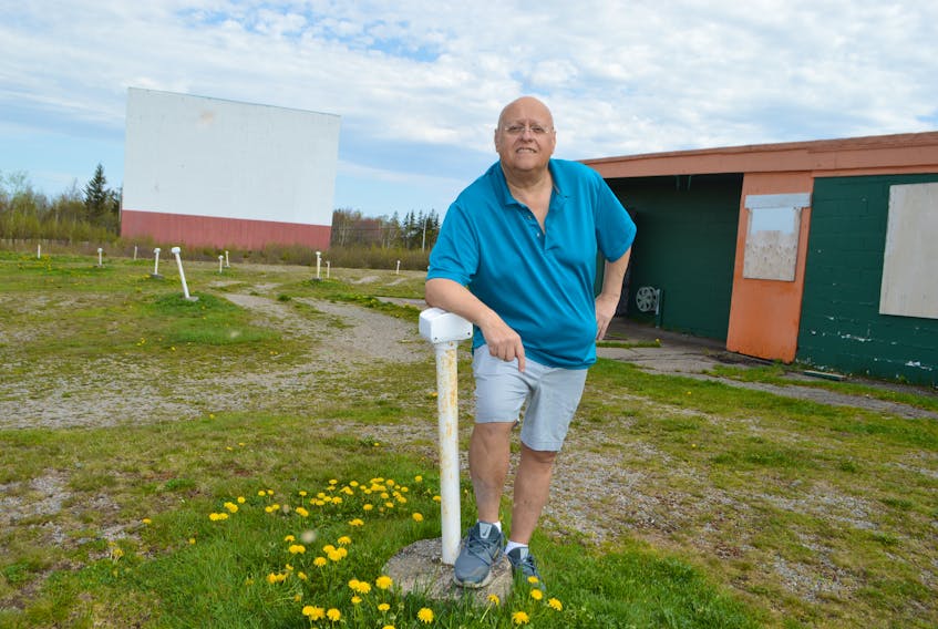 Angelo Sifnakis, part-owner of the Cape Breton Drive-in Theatre on Grand Lake Road in Sydney, on the grounds Thursday getting ready to open June 5. Sifnakis said they will be following and implementing all public health protocols which will reduce admissions by 50 per cent and as a result, they really need to public’s support in order to remain open. The Sifnakis family started the business in 1975. Sharon Montgomery-Dupe/Cape Breton Post