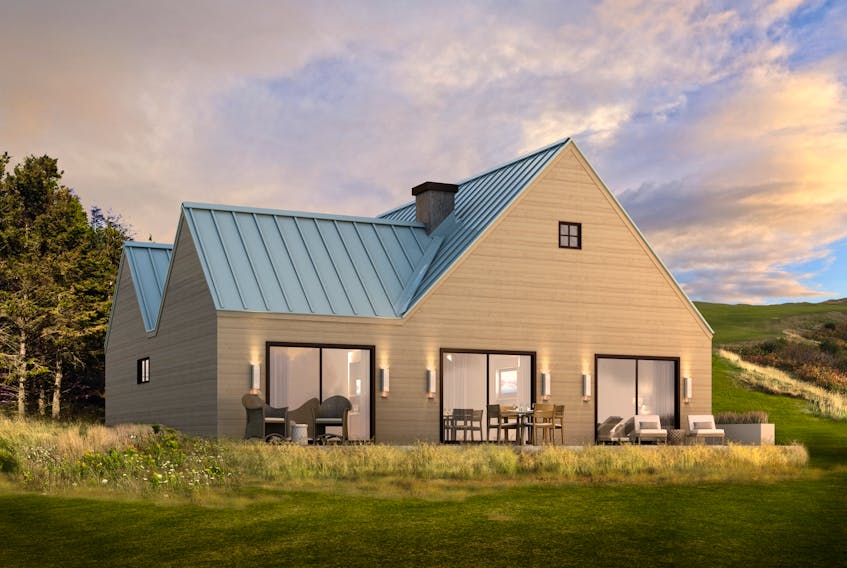 Rendering of a three-bedroom house in the just-launched Cabot Cliffs residential Hillside Homes development. CONTRIBUTED