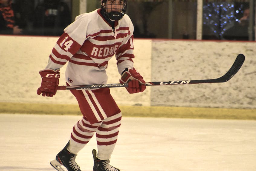 Riverview Redmen forward Nathaniel Fuller was named the Cape Breton High School Hockey League most valuable player for the 2019-20 season. Fuller, who also took home the scoring title, finished the year with 18 goals and 37 points in 16 regular season games. JEREMY FRASER/CAPE BRETON POST