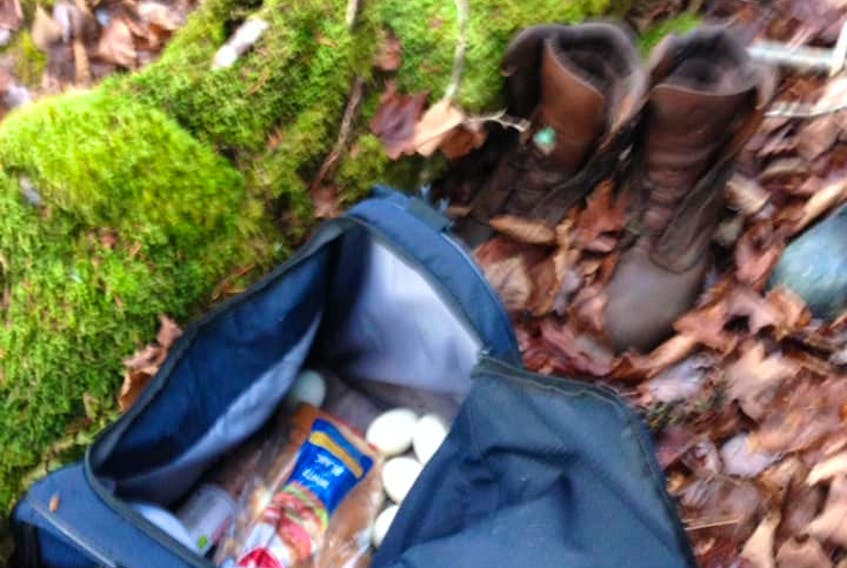 Items a local man says he discovered in the woods in the Mira area which he believes are connected to the child abduction investigation in August. The man says he contacted police but as of Tuesday there was no official record of either the Cape Breton Regional Police or RCMP being contacted. CONTRIBUTED 