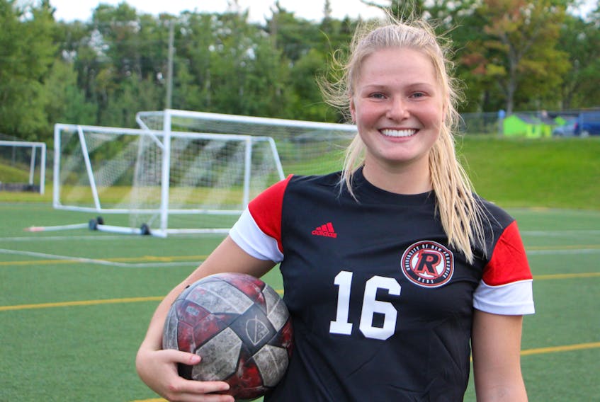 Julia Currie of Sydney expected to play in her first Atlantic University Sport soccer season this year with the New Brunswick Reds, but will have to wait until 2021 to make her debut due to the COVID-19 pandemic and the cancellation of the AUS season. CONTRIBUTED • NEW BRUNSWICK REDS