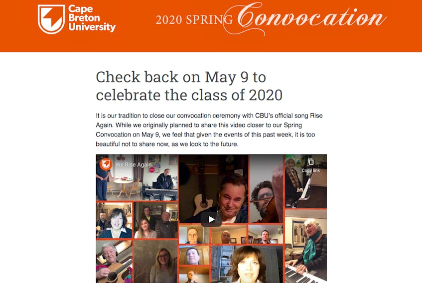 This week, Cape Breton University announced plans for its virtual graduation and unveiled a website, https://cbuconvocation2020.ca. CONTRIBUTED